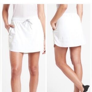 ATHLETA Crest Skort‎ White Keep Cool Lightweight PULL on Drawstring UPF size 10